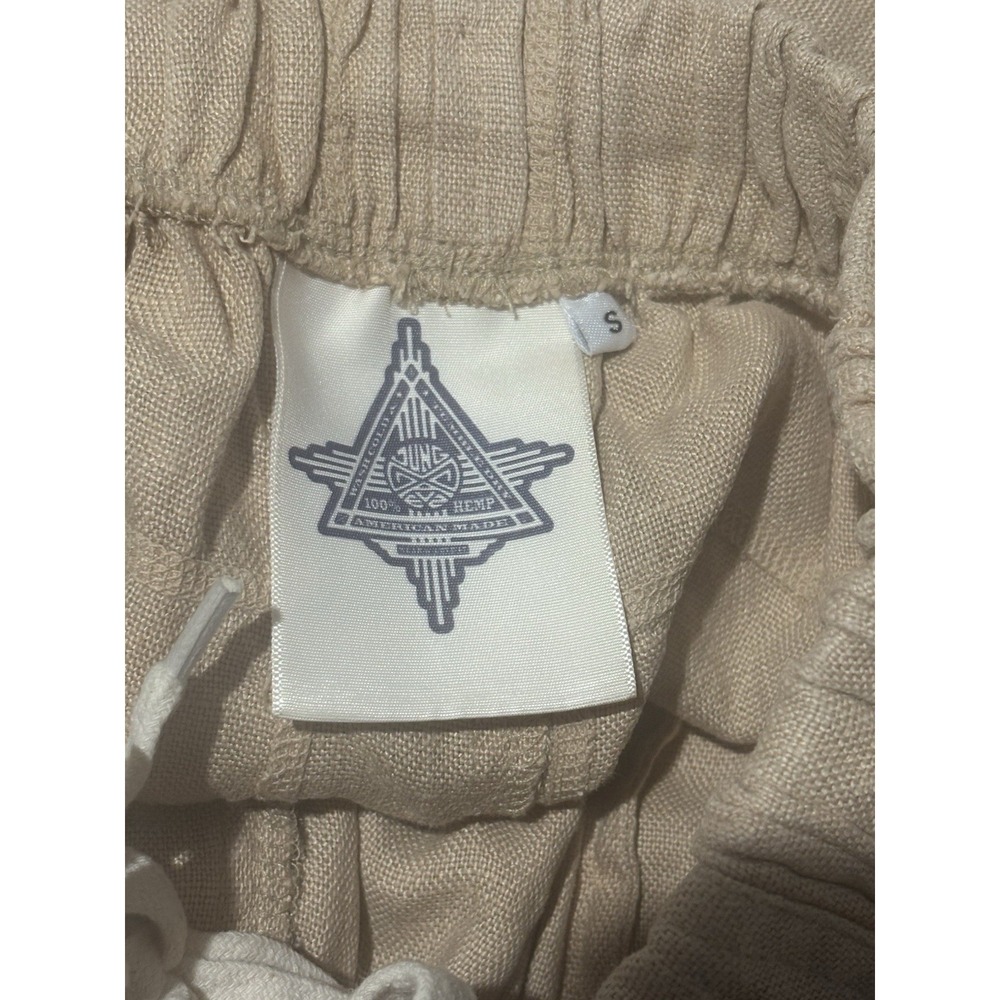 Jungmaven 100% Hemp Straight Leg Pull On Elastic Pants Tan Boho Womens Small - Picture 10 of 11